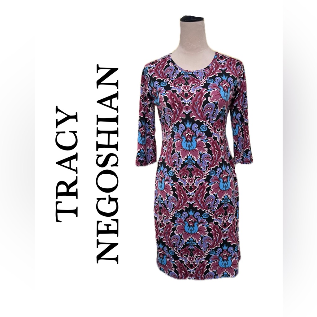 Nwt Tracy Negoshian Danielle Watercolor Floral Dress. Size S